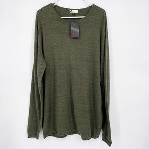 Dressmann Cotton Round Neck Sweater Green Knit